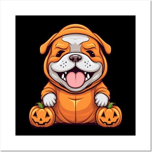 Kawaii Bulldog Halloween Posters and Art